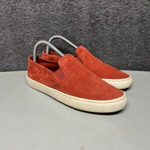 Tory Burch Suede Leather Max‎ Slip On Sneakers Shoes Rust Orange Women's 7.5